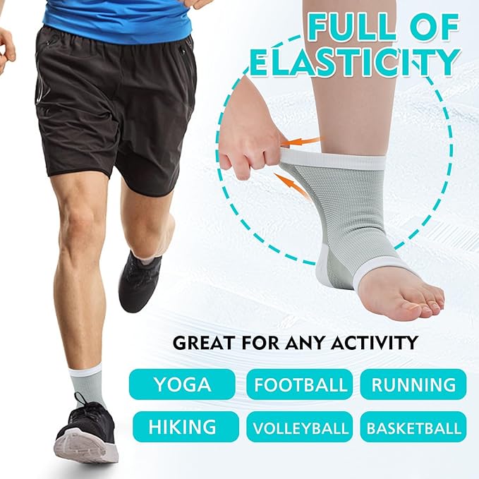 Billig4uk Knöchelversteigerung Tipp AKLE 4 Paare eignen sich für Sehnenentsehnen-Achilles mit Plantarfasziitis und Schmerzen aufgrund einer Verstauchung (weiß, 43-46)