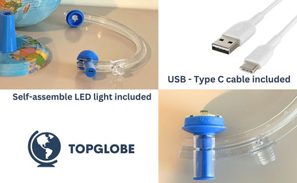 Topglobe TOPGLOBE Beleuchteter Globus 20 cm – französische Karte – moderne politische Globe – Dekoration für Bildung/Geographie/Büro