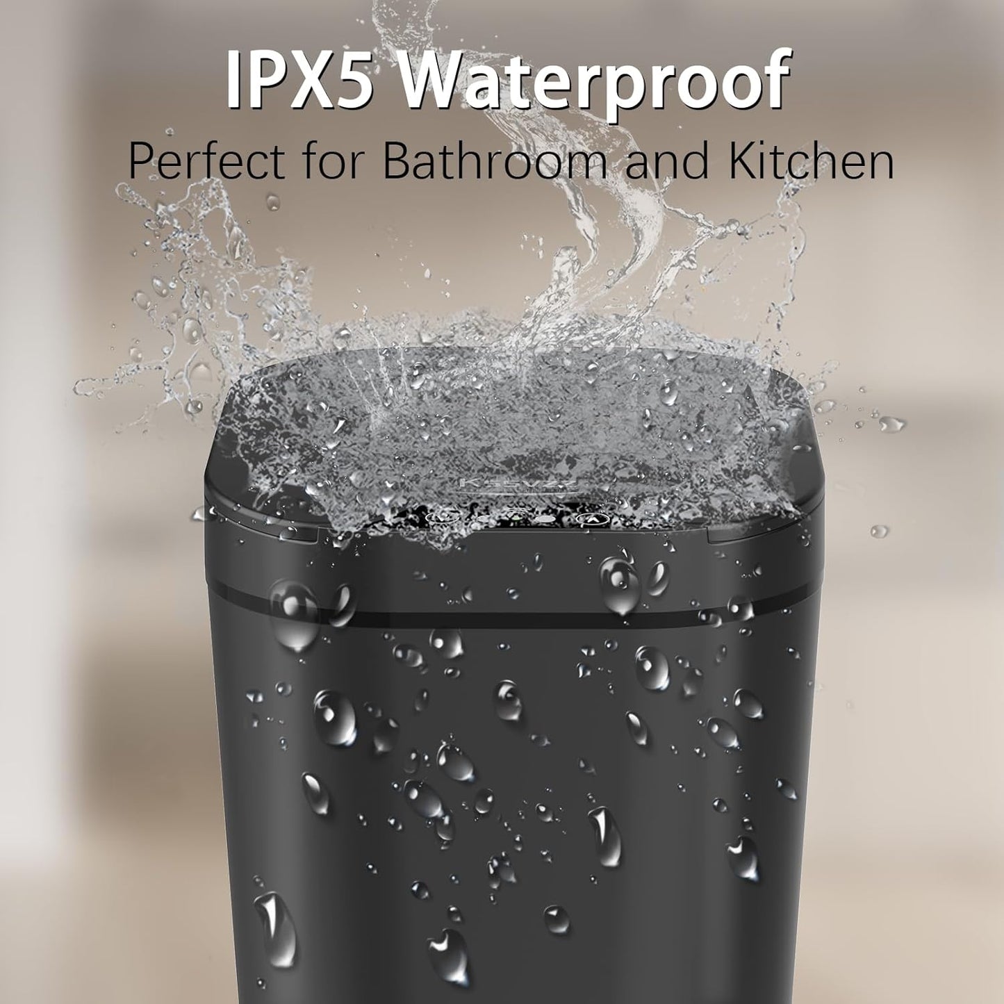 Kssvzz 2er Set Mülleimer Bad mit Sensor, 10L Automatischer Mülleimer mit Deckel, Elektrischer Mülleimer für Büro, Schlafzimmer, Küchen (Schwarz)