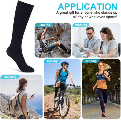 ACWOO Kompressionsstrümpfe für Damen Herren, 3 Paar Stützstrümpfe Medizinisch Kompressionssocken mit 15-20 Mmhg Schwarz Thrombosestrümpfe, Compression Socks für Laufen, Sport, Flug, Radsport