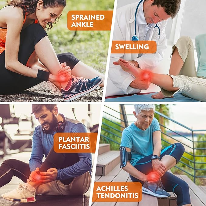 Billig4uk Knöchelversteigerung Tipp AKLE 4 Paare eignen sich für Sehnenentsehnen-Achilles mit Plantarfasziitis und Schmerzen aufgrund einer Verstauchung (weiß, 43-46)