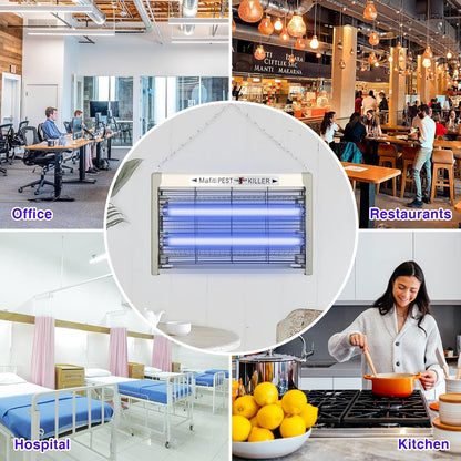 mafiti Elektrischer Insektenvernichter, moskito Killer Fliegenfalle-Elektrisch Innenmosquito Zapper 20W mit UV-Licht, Elektrische-Mückenfalle Für Küche, Haus, Hof (Grau)