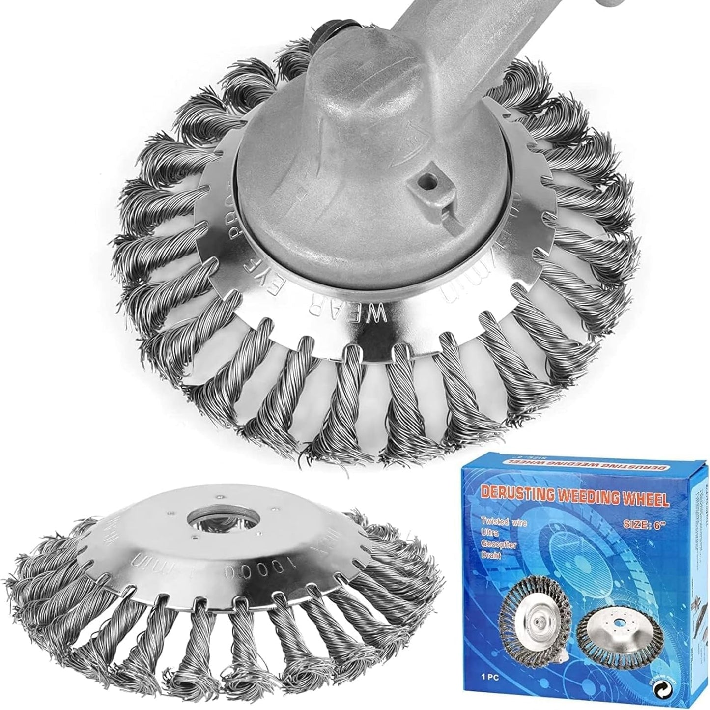 Profi Unkrautbürste für Freischneider - Wildkrautbürste für Motorsense, Runde Twist Wire Wheel Bürste, 25,4 x 150 mm, mit Kontermutter…