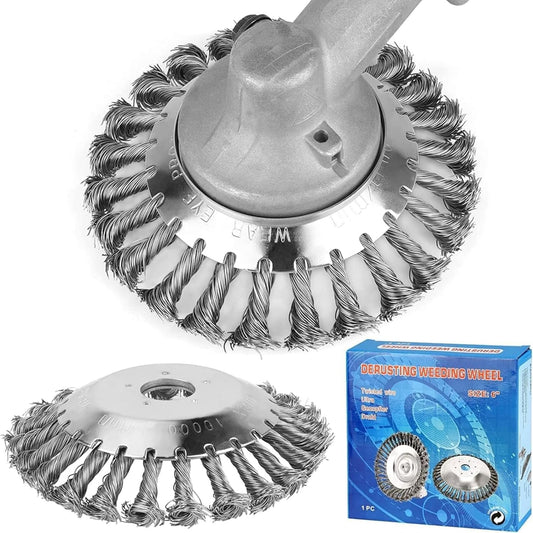 Profi Unkrautbürste für Freischneider - Wildkrautbürste für Motorsense, Runde Twist Wire Wheel Bürste, 25,4 x 150 mm, mit Kontermutter…