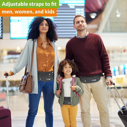 Boxiki Travel Black Marsupio Schwarzer Tarker + 8 Marine Blue RFID -Umschläge (6 Kreditkartenumschläge + 2 Passumschläge)