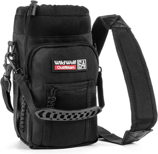 Wild Wolf Outfitters Porta 2 -liter militärische Wasserflasche mit gepolstertem verstellbarem Gürtel, doppelte Tasche für Telefon und Schlüssel, resistent und isoliert - Polyester 1200D und Neopren