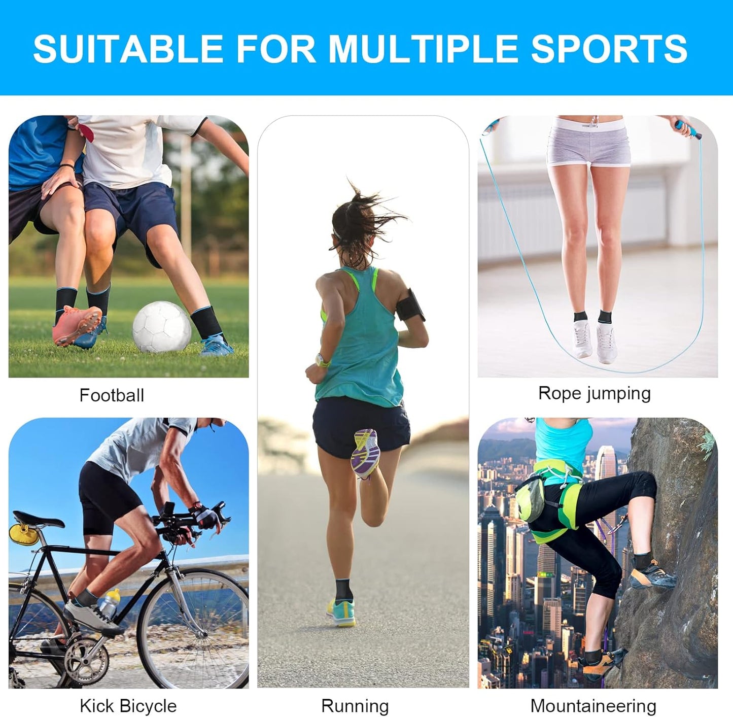 ACWOO Sprunggelenkbandage, 2 Stück Einstellbar Bandage Fußgelenk, Sport Schützen Fußgelenkbandage Sprunggelenk, Hochelastisch Knöchelstütze für Fußball Laufen Radfahren, Rechte und Linke Bandage