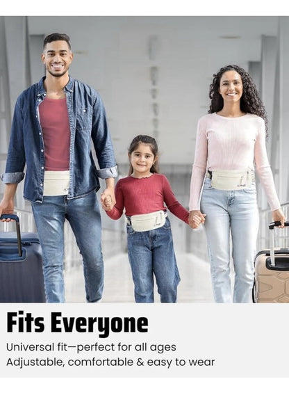 Boxiki Travel Marsupio Portasoldi versteckt für Männer und Frauen - RFID -Blockade für Pass, Brieftasche und Telefon (Beige) Block